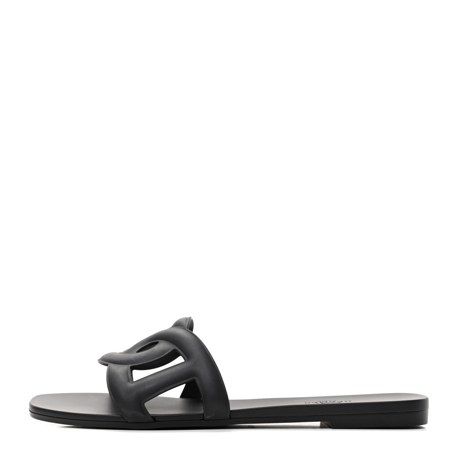 Hermes Rubber Aloha Sandals 39 Black 1 of 9