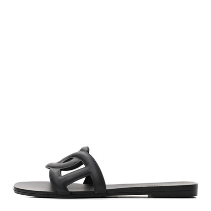 Hermes Rubber Aloha Sandals 39 Black 1 of 9
