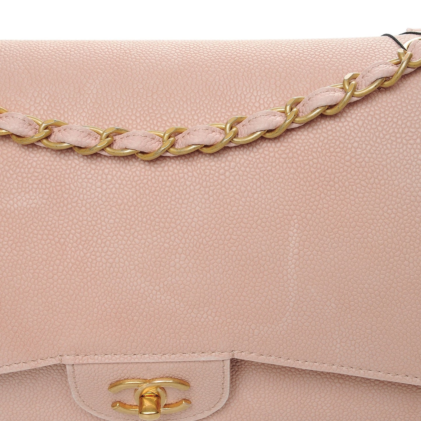 Grained Calfskin Jumbo Classic Pure Double Flap Nude