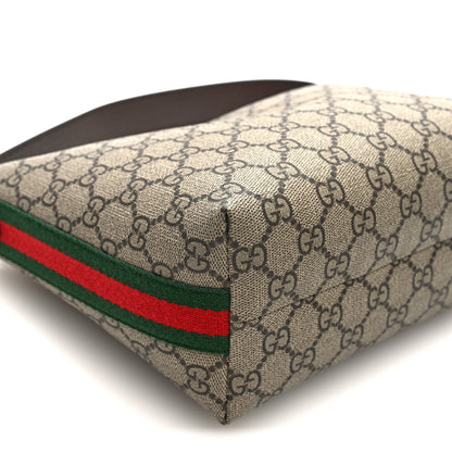Gucci GG Supreme Monogram Textured Calfskin Web Super Mini Ophidia Shoulder Bag Beige Ebony New Acero 8 of 9