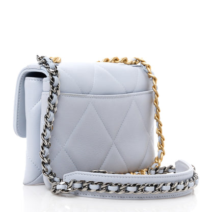 Chanel Lambskin Quilted Chanel 19 Flap Clutch Light Blue 3 of 14