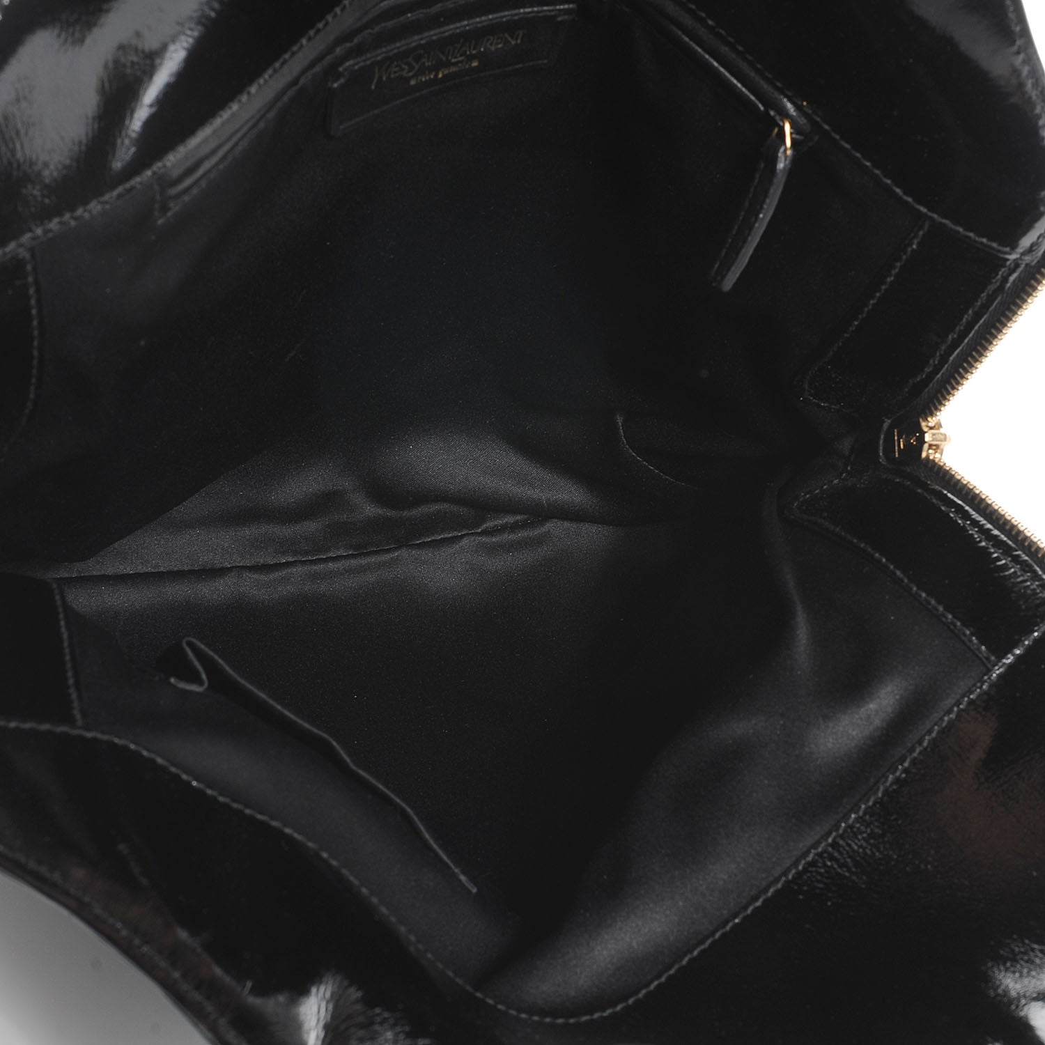 Saint Laurent Patent Crocodile Embossed Tribute Tote Black 5 of 7