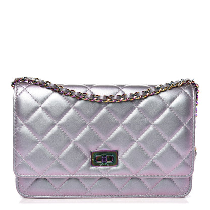 Chanel Iridescent Lambskin Quilted Reissue Wallet On Chain WOC Light Purple 1 of 9