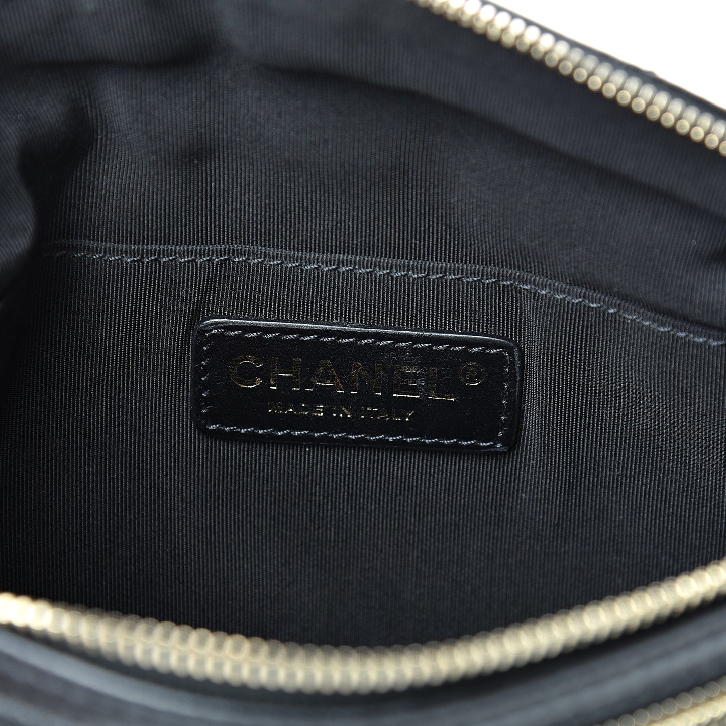 Aged Calfskin Quilted Waist Bag With Coin Purse Black