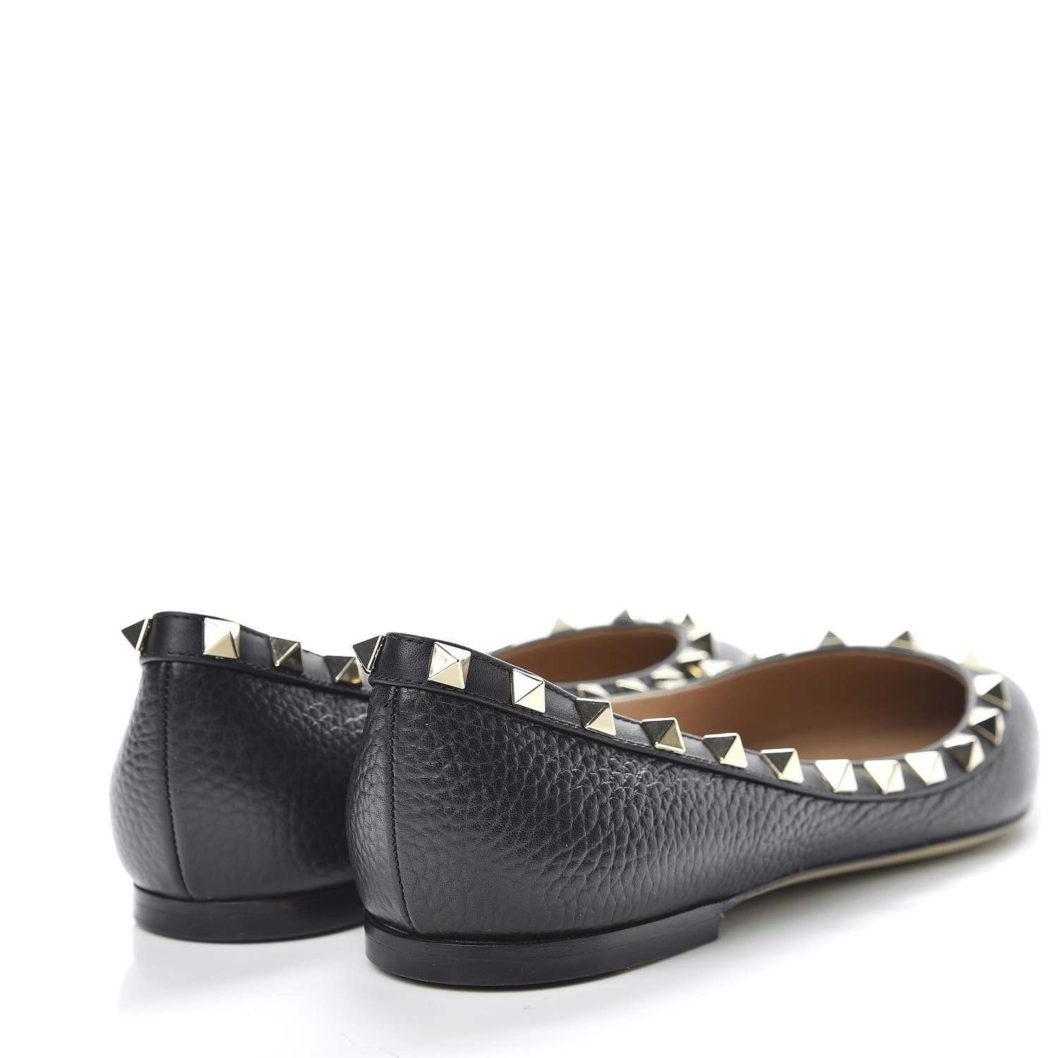 Valentino Garavani Pebbled Calfskin Rockstud Ballerina Flats 38 Black 4 of 9