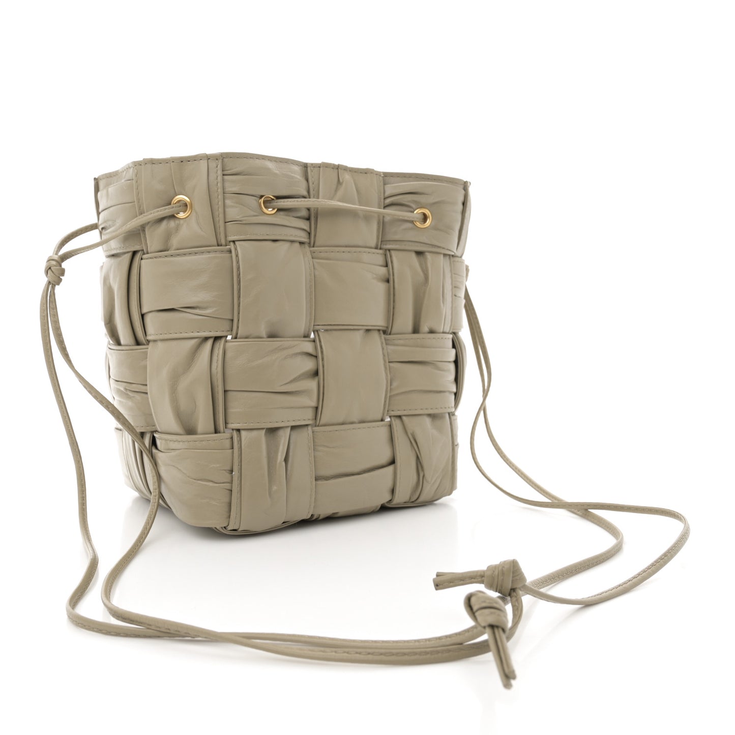 Calfskin Intrecciato Foulard Bucket Bag Taupe