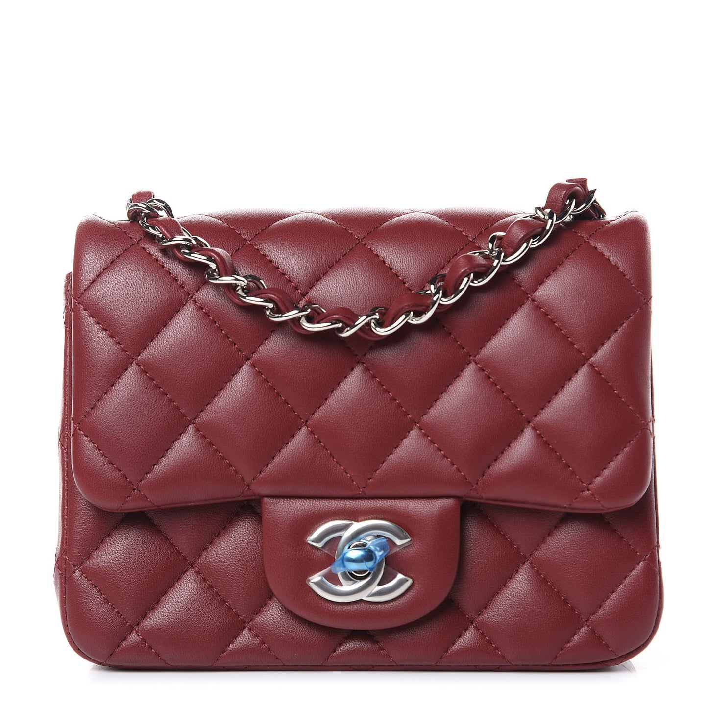 Lambskin Quilted Mini Square Flap Burgundy