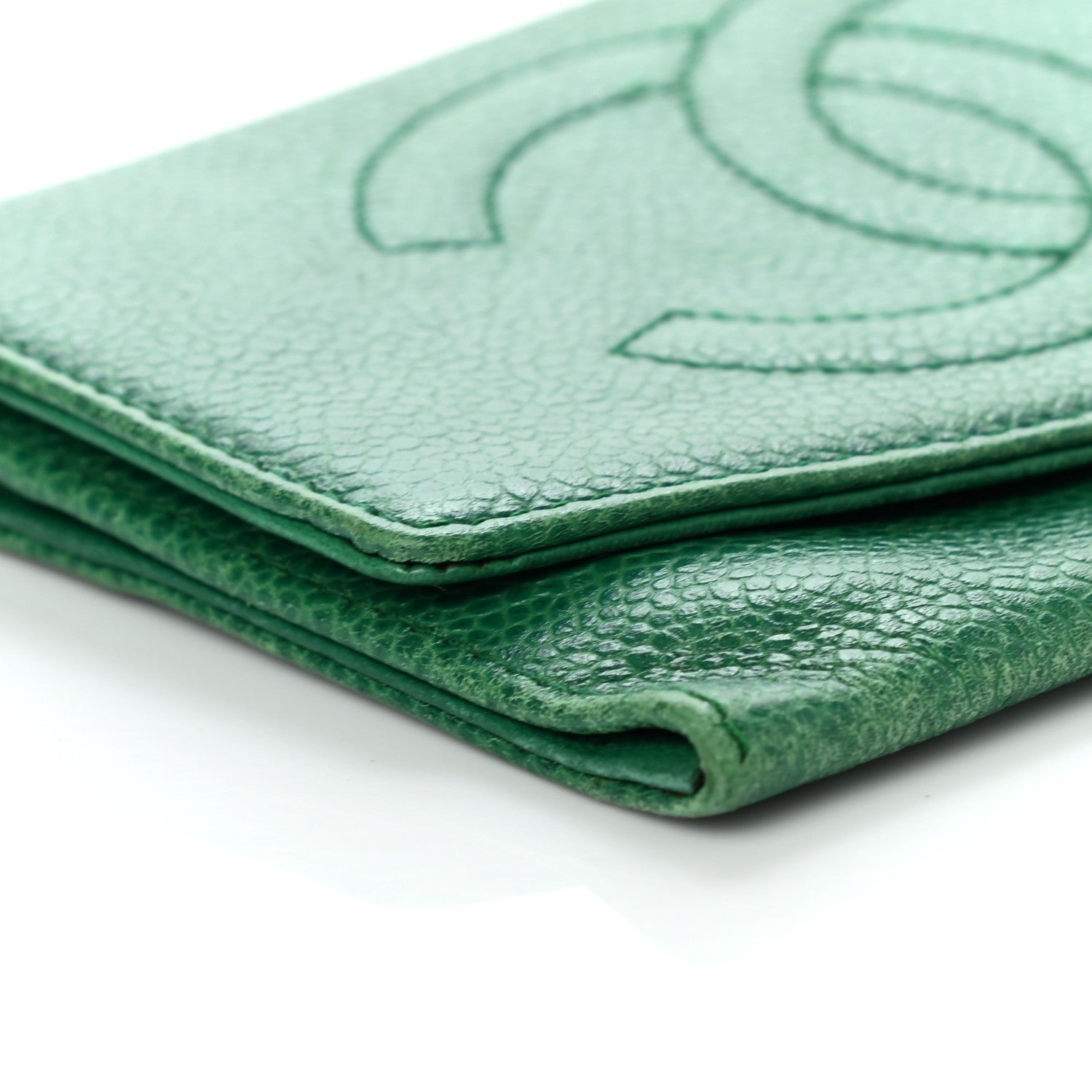Chanel Caviar Timeless CC Card Holder Flap Wallet Green 9 of 12