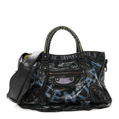 Balenciaga Agneau Graffiti All Over Classic Hardware S City Black Multicolor 1 of 13