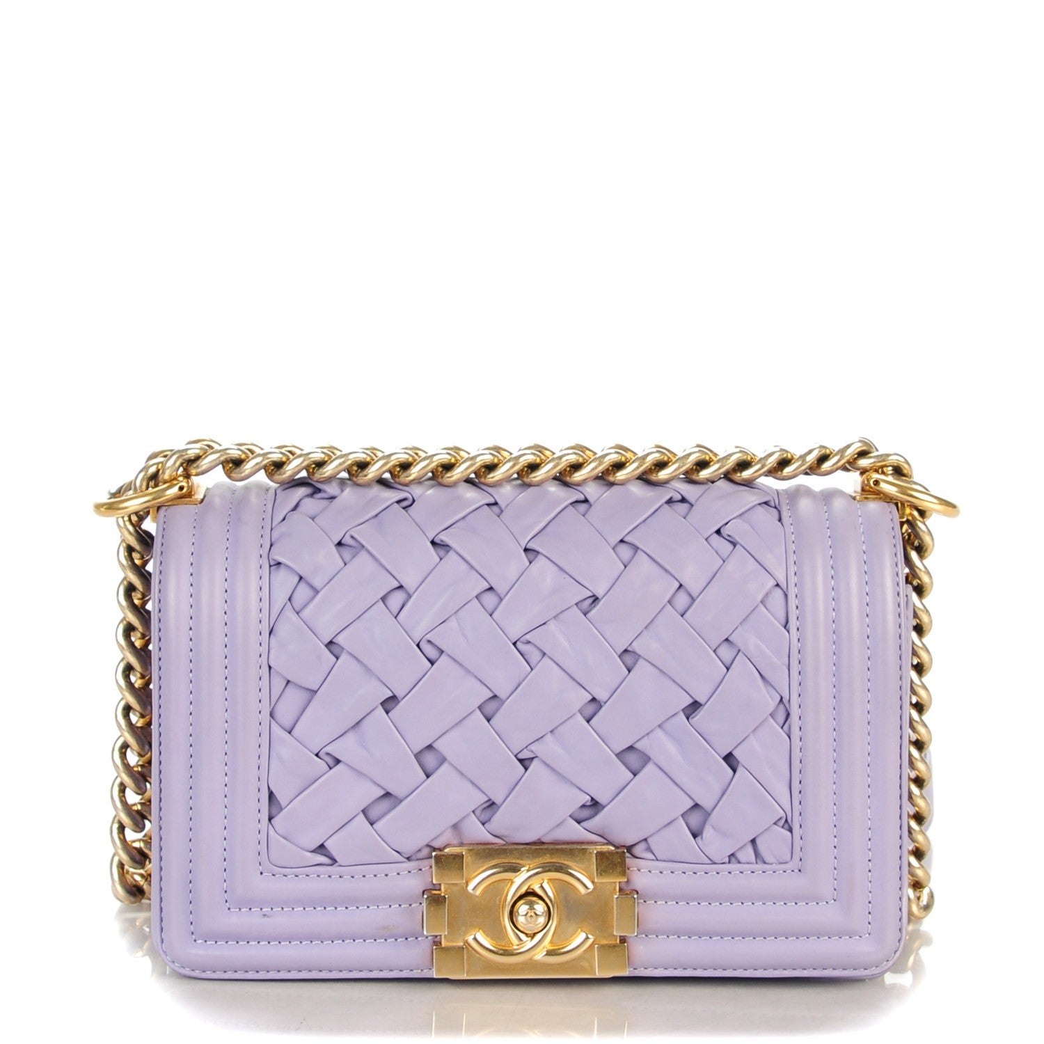 Chanel Lambskin Woven Small Chateau Boy Flap Lilac 1 of 8