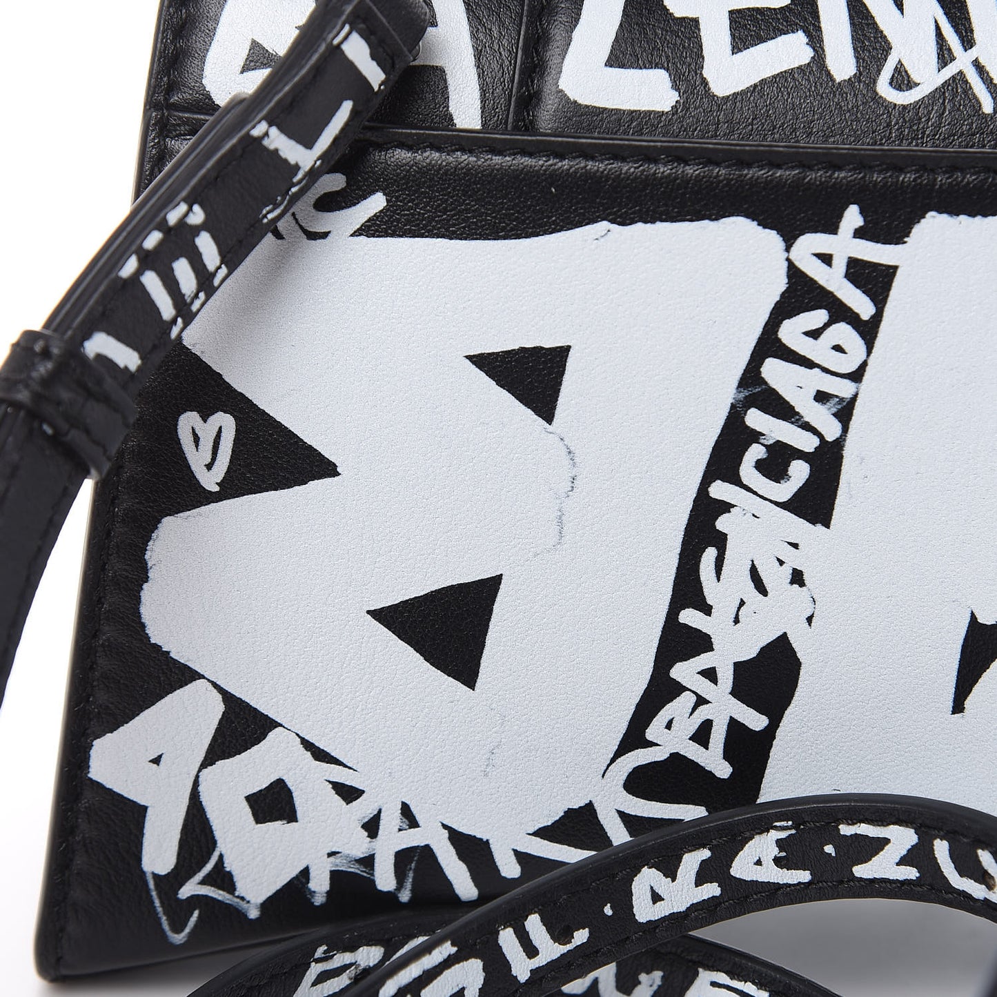 Smooth Calfskin Graffiti Hourglass Top Handle Bag XS Black White