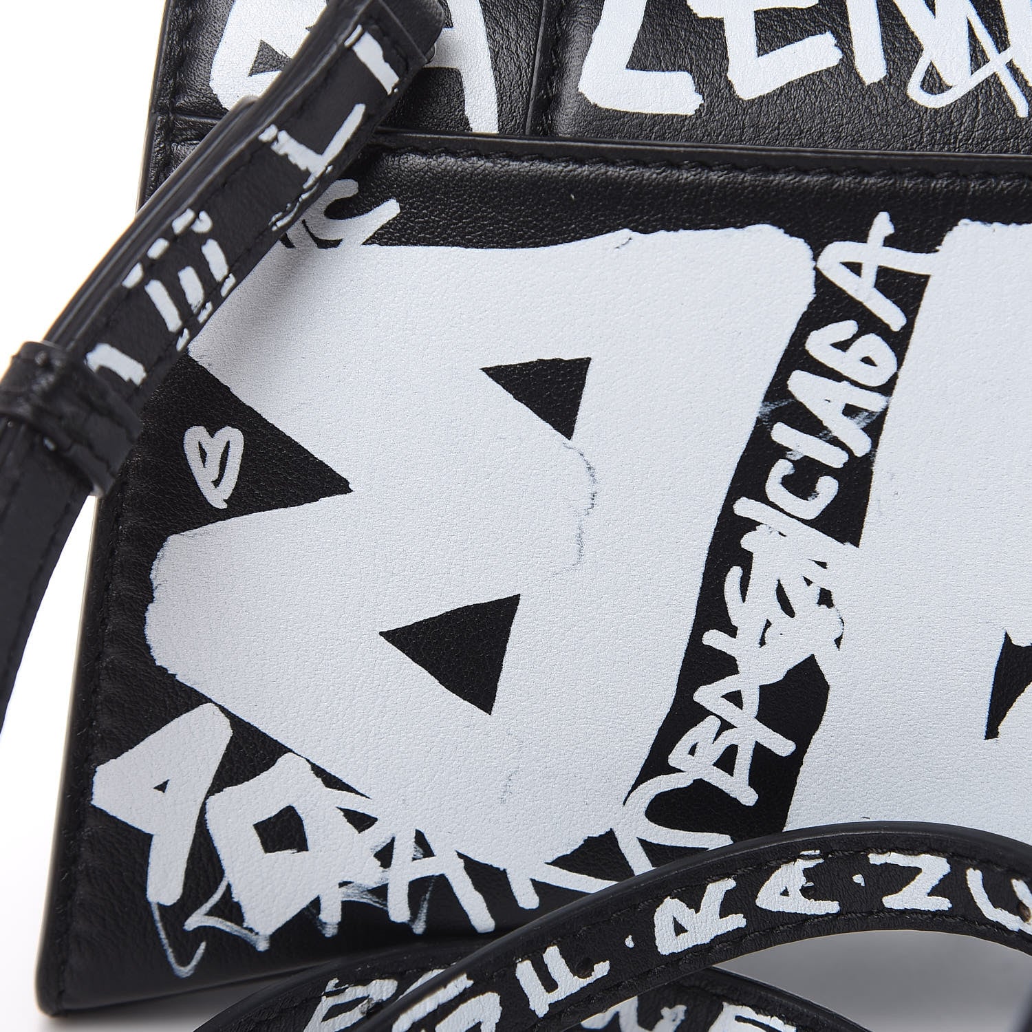 Balenciaga Smooth Calfskin Graffiti Hourglass Top Handle Bag XS Black White 10 of 12