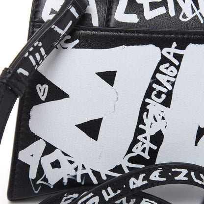 Balenciaga Smooth Calfskin Graffiti Hourglass Top Handle Bag XS Black White 10 of 12