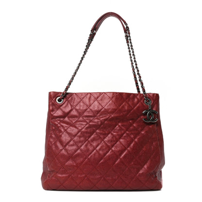Chanel Iridescent Caviar Quilted Tall Chic Shopping Tote Red 1 of 10