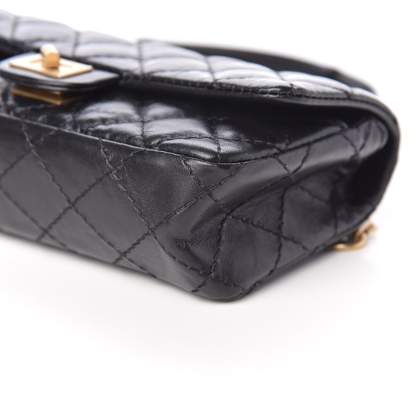 Aged Calfskin Quilted 2.55 Reissue Flap Belt Bag Black