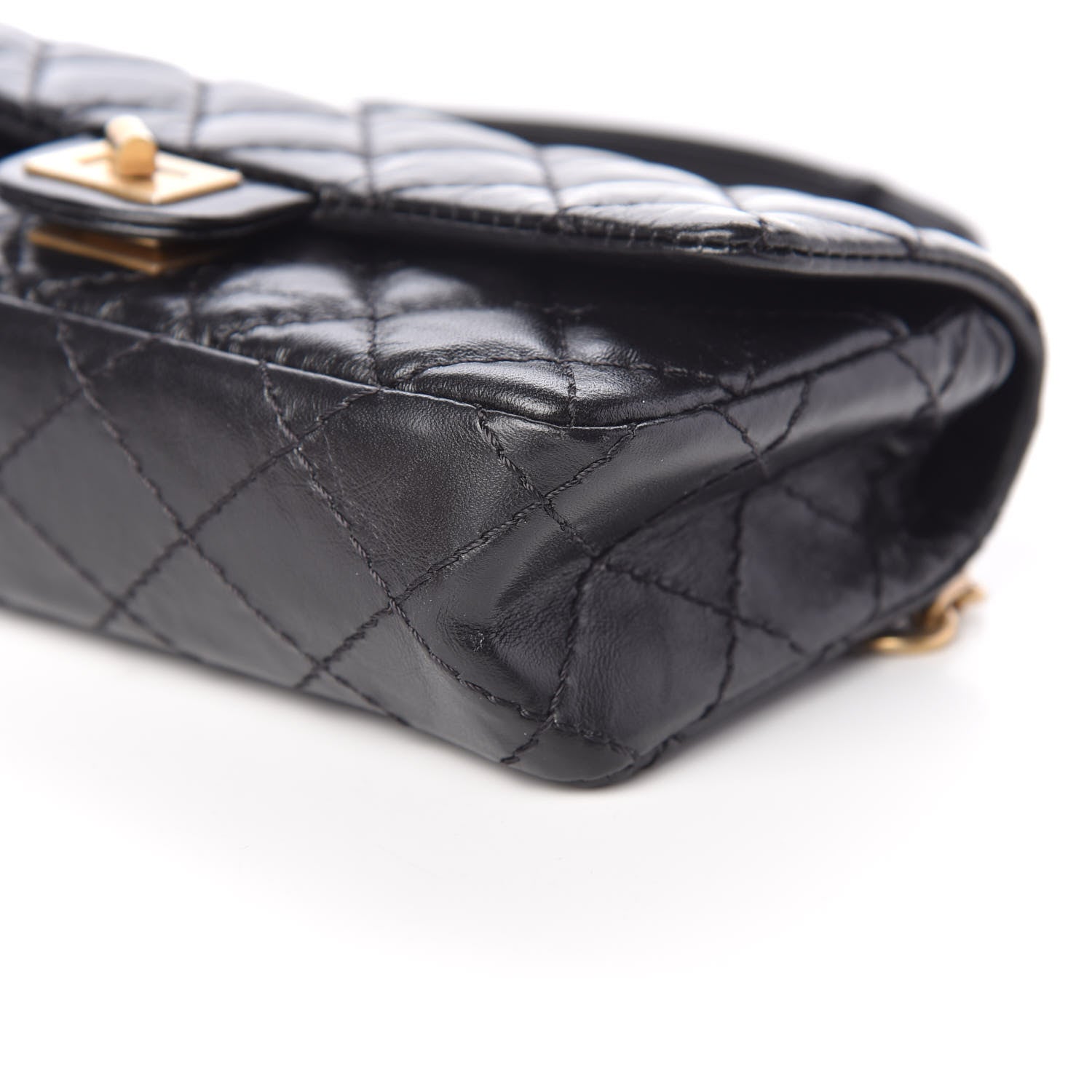Chanel Aged Calfskin Quilted 2.55 Reissue Flap Belt Bag Black 9 of 10