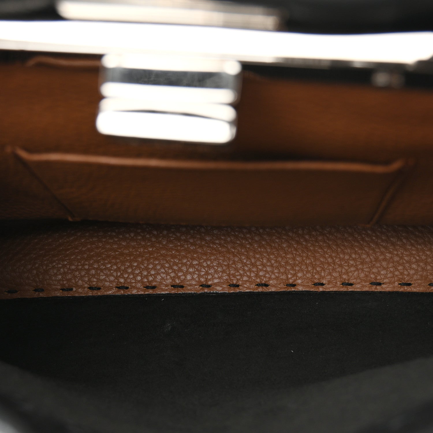 Fendi Cuoio Romano Selleria Bi-Color Mini Peekaboo Iconic Satchel Black Mou 5 of 11