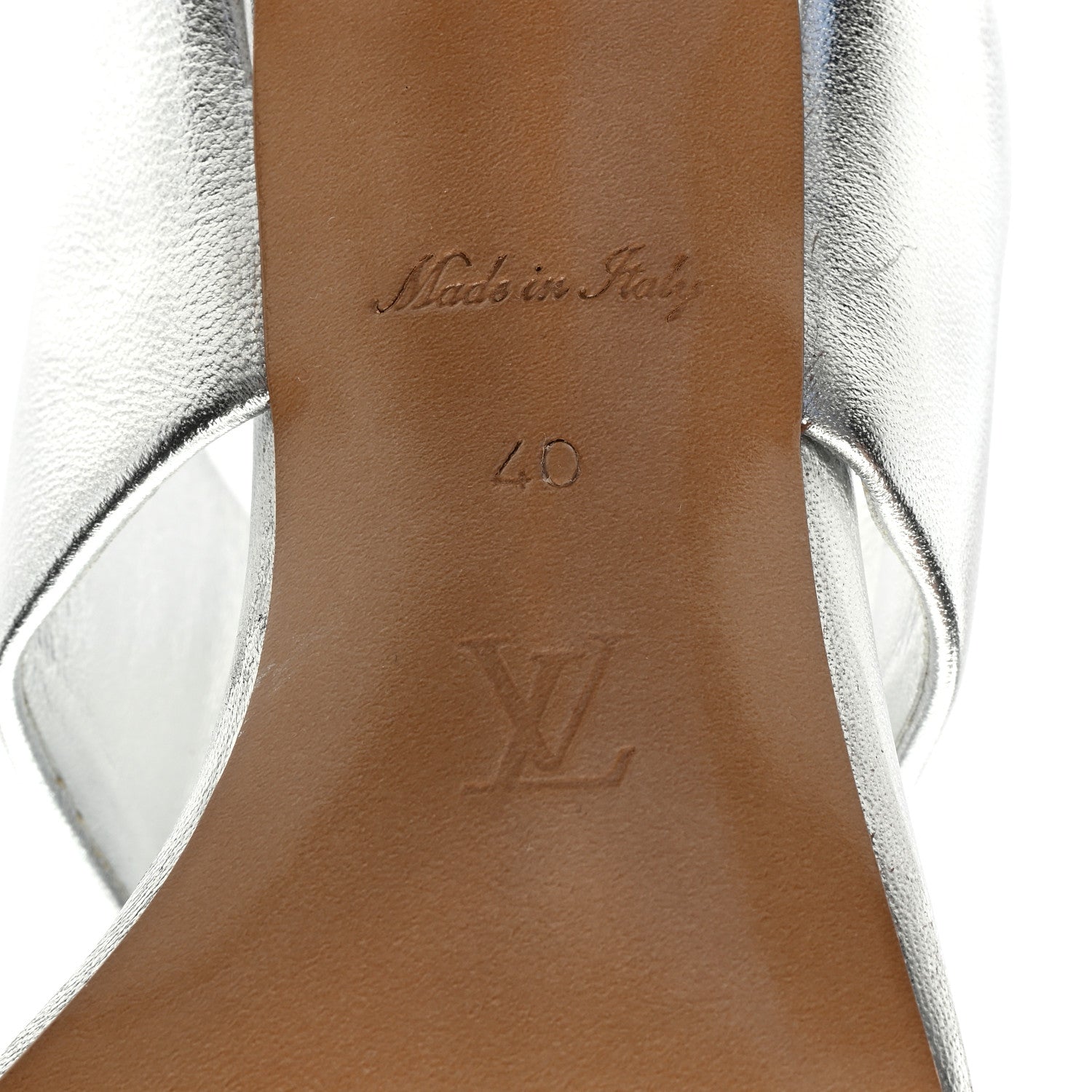 Louis Vuitton Metallic Lambskin Drapy Heel Mules 40 Silver 6 of 7