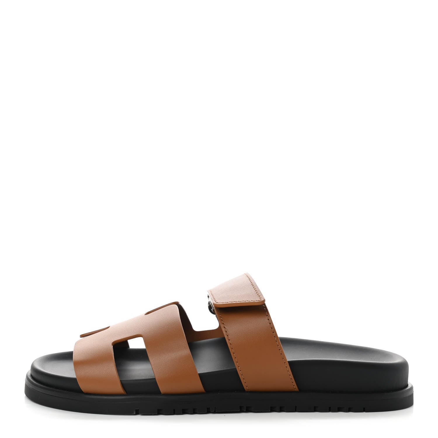 Hermes Calfskin Womens Chypre Sandals 37.5 Gold 1 of 8