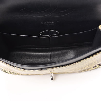 Chanel Patent Calfskin Striped Jumbo Double Flap Yellow Black 5 of 10