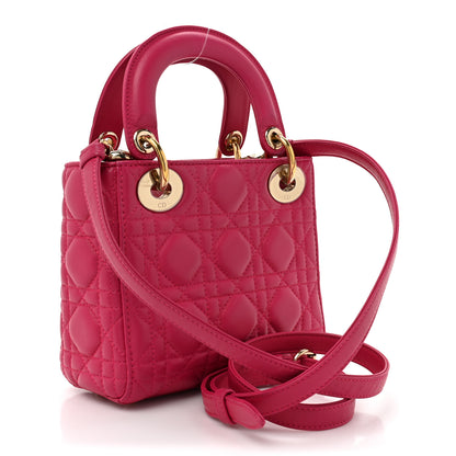Christian Dior CHRISTIAN DIOR Lambskin Cannage Mini Lady Dior Fuchsia 3 of 17