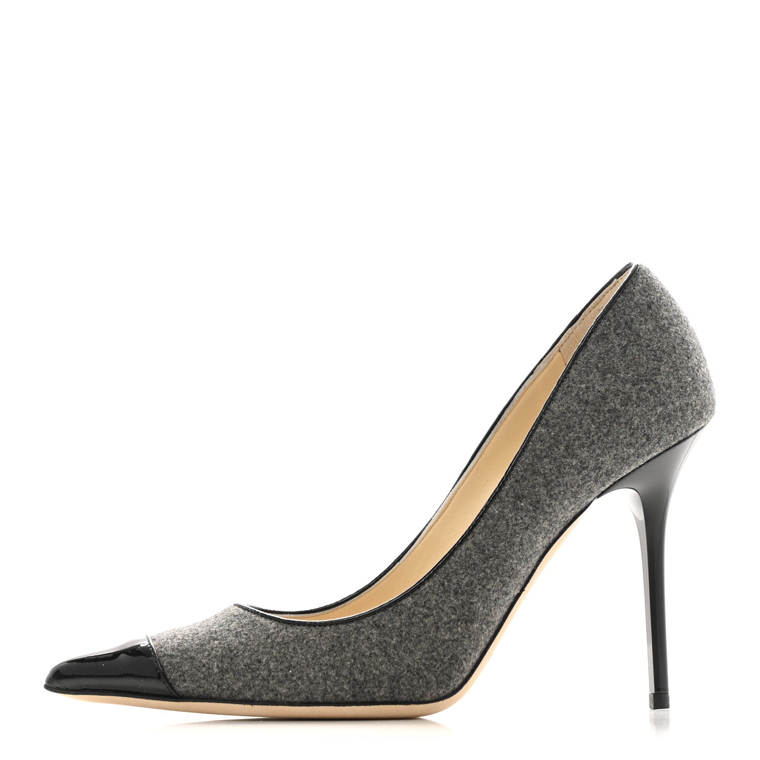 Jimmy Choo Flannel Patent Archer 100 Pumps 37 Grey Black 1 of 10