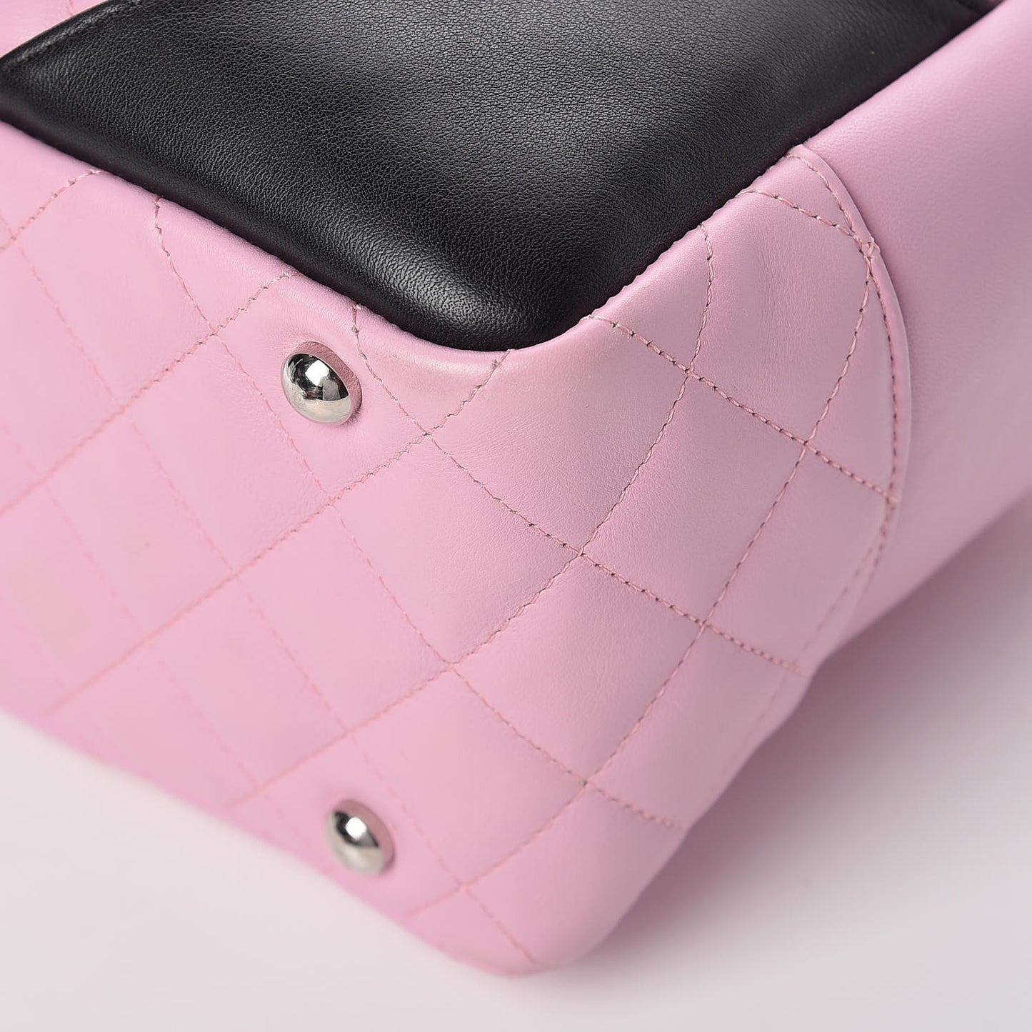 Calfskin Quilted Large Cambon Bowler Pink Black