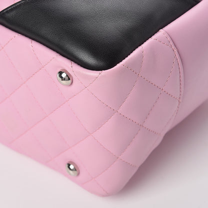 Chanel Calfskin Quilted Large Cambon Bowler Pink Black 10 of 14
