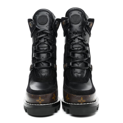 Louis Vuitton Suede Calfskin Monogram Star Trail Ankle Boots 37 Black 2 of 9
