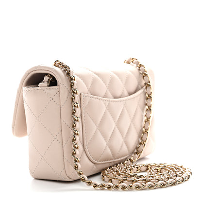 Chanel Lambskin Quilted Mini Rectangular Flap Beige 3 of 10