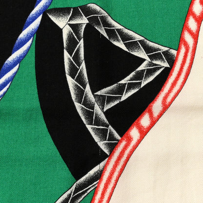 Hermes Cashmere Silk Robe Du Soir Shawl 140 White Vert Multicolor 11 of 13