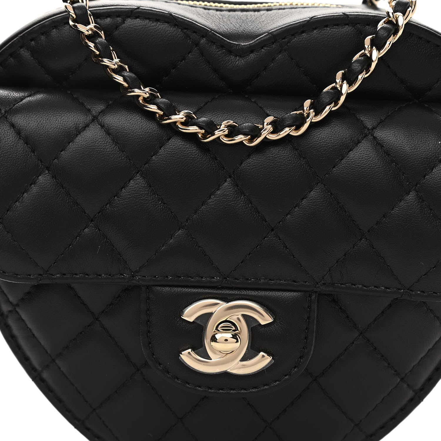 Chanel Lambskin Quilted CC In Love Heart Bag Black 8 of 11