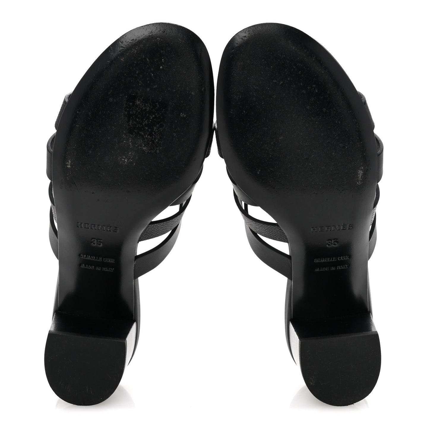 Calfskin Epsom Amica Sandals 35 Black
