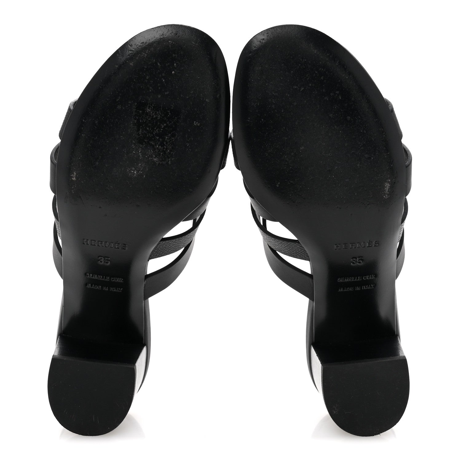 Hermes Calfskin Epsom Amica Sandals 35 Black 6 of 11