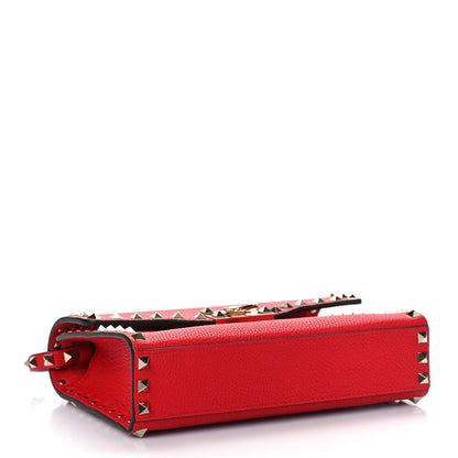Valentino Garavani Pebbled Calfskin Medium Rockstud Flip Lock Crossbody Bag Rouge Pur 4 of 8