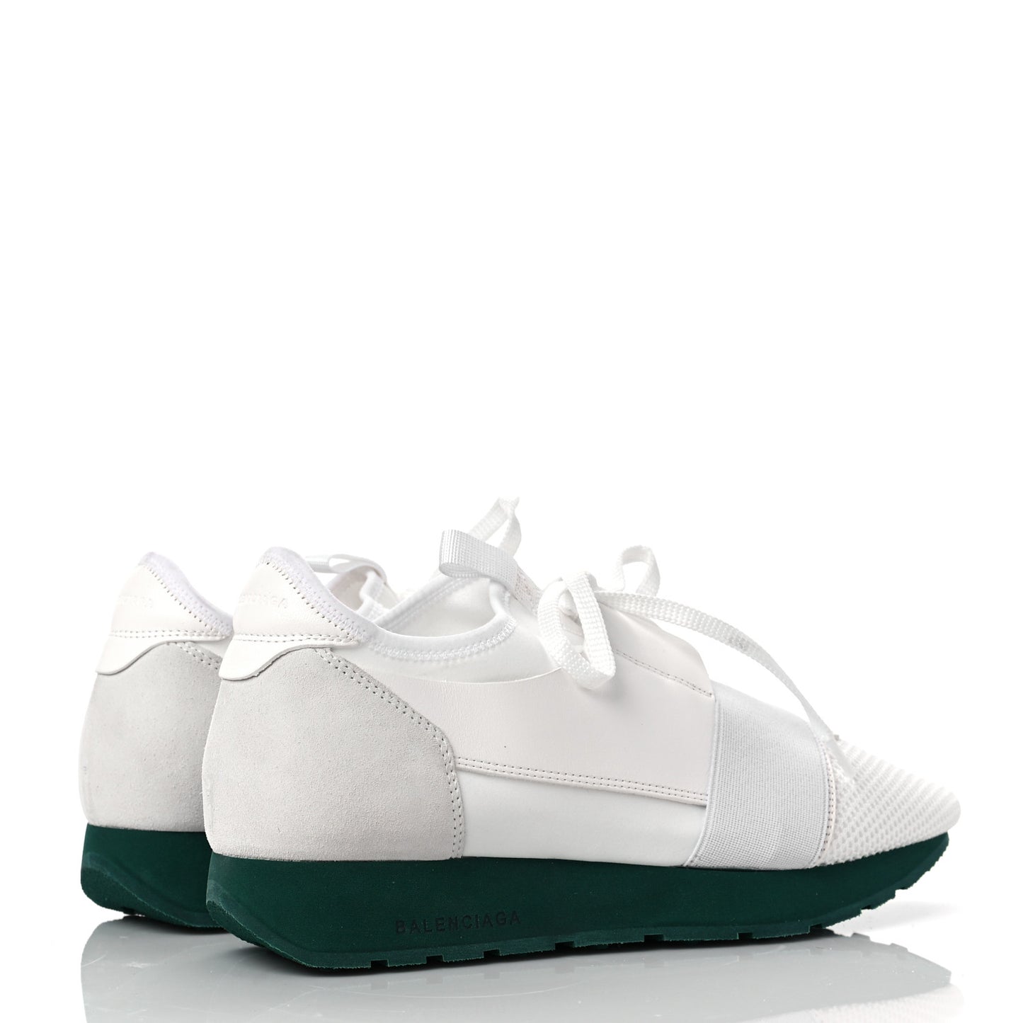 Mesh Calfskin Neoprene Womens Race Runner Sneakers 40 White