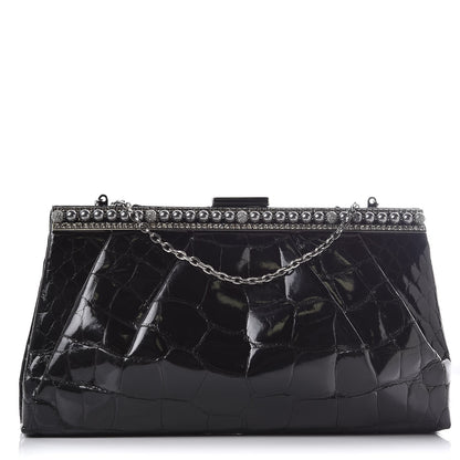 Valentino Garavani Crocodile Crystal Pearl Clutch Black 1 of 7