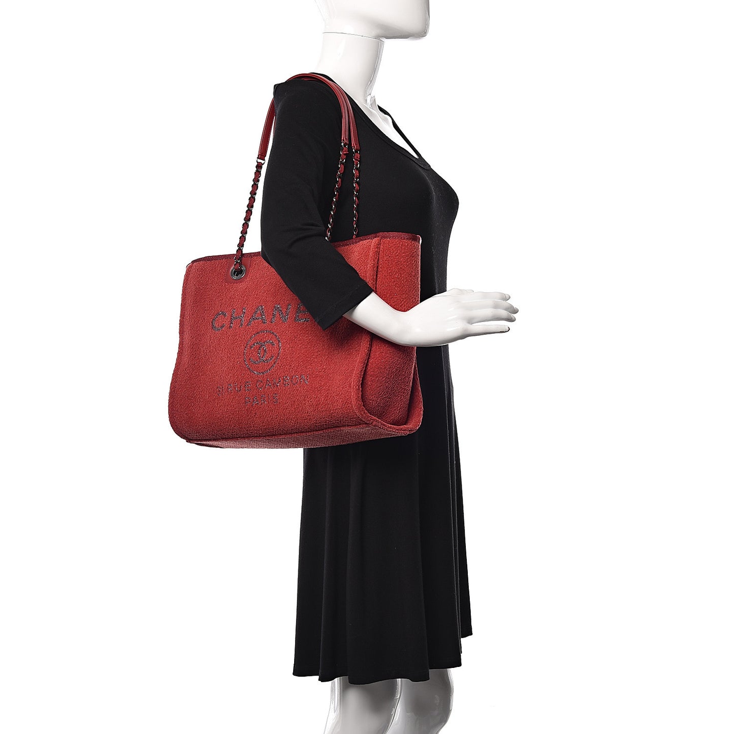 Lurex Boucle Small Deauville Tote Red