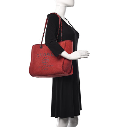 Chanel Lurex Boucle Small Deauville Tote Red 2 of 11