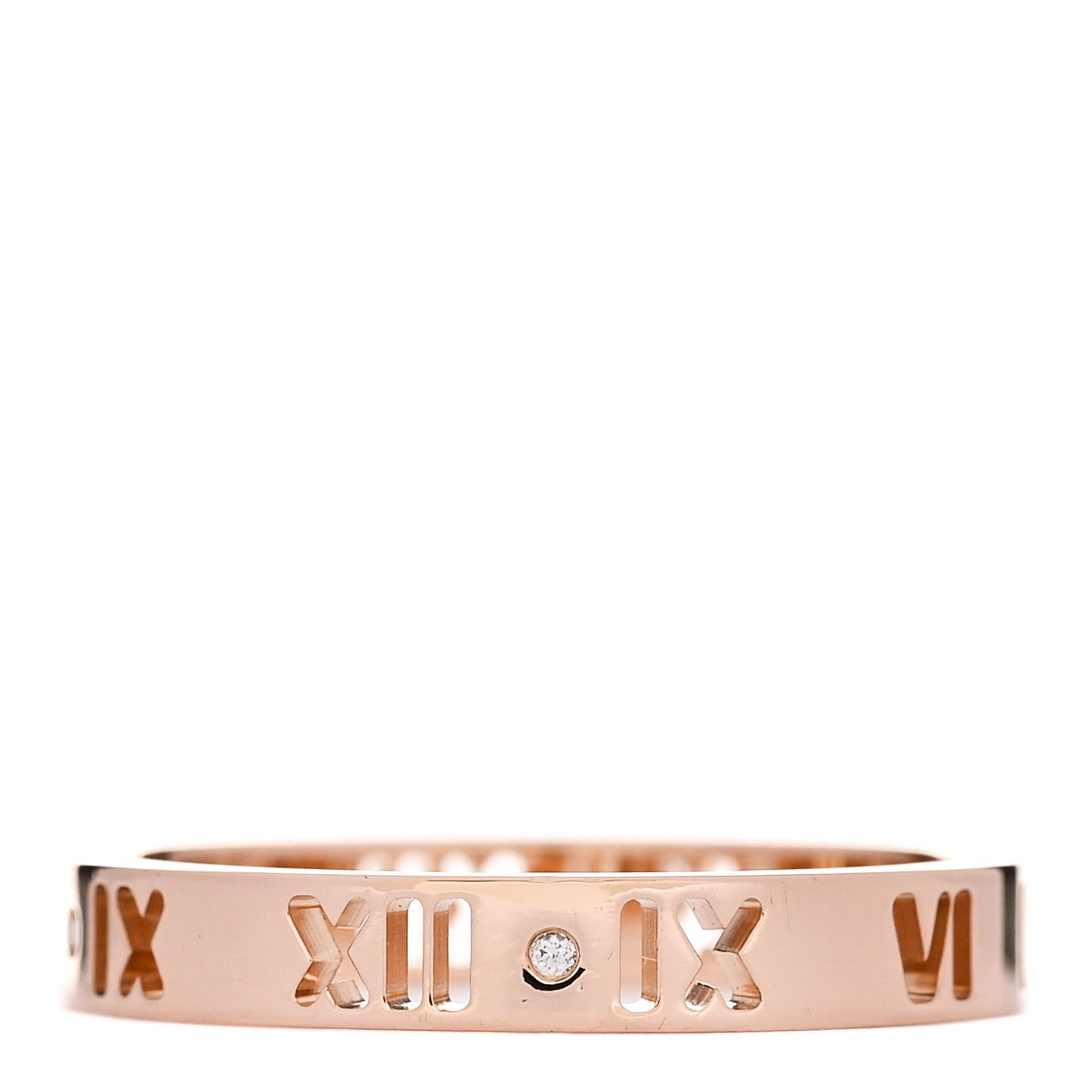 18K Rose Gold Diamond Narrow Atlas Pierced Ring 60 9.25