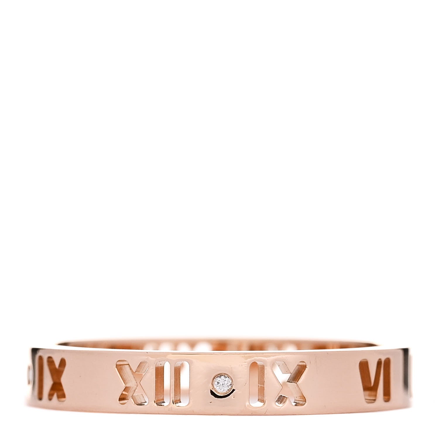Tiffany 18K Rose Gold Diamond Narrow Atlas Pierced Ring 60 9.25 1 of 5