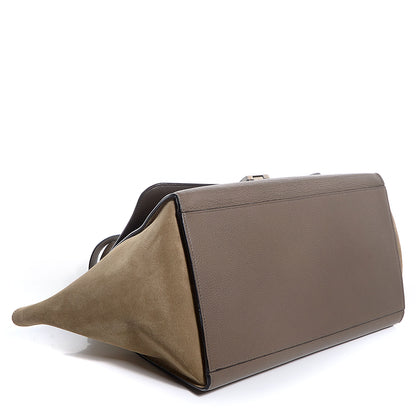 Celine Drummed Calfskin Suede Medium Trapeze Taupe 4 of 9