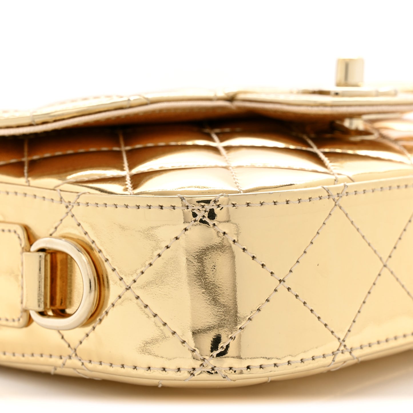 Mirror Calfskin Metallic Calfskin Quilted Hollywood Boulevard Mini Flap With Star Coin Purse Gold