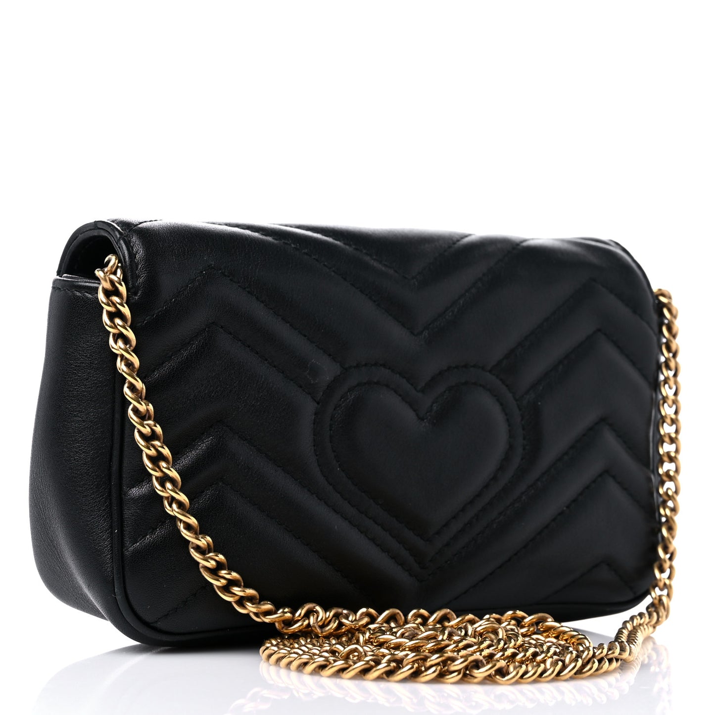 Calfskin Matelasse Super Mini GG Marmont Shoulder Bag Black