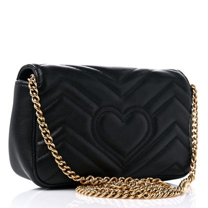 Gucci Calfskin Matelasse Super Mini GG Marmont Shoulder Bag Black 3 of 12