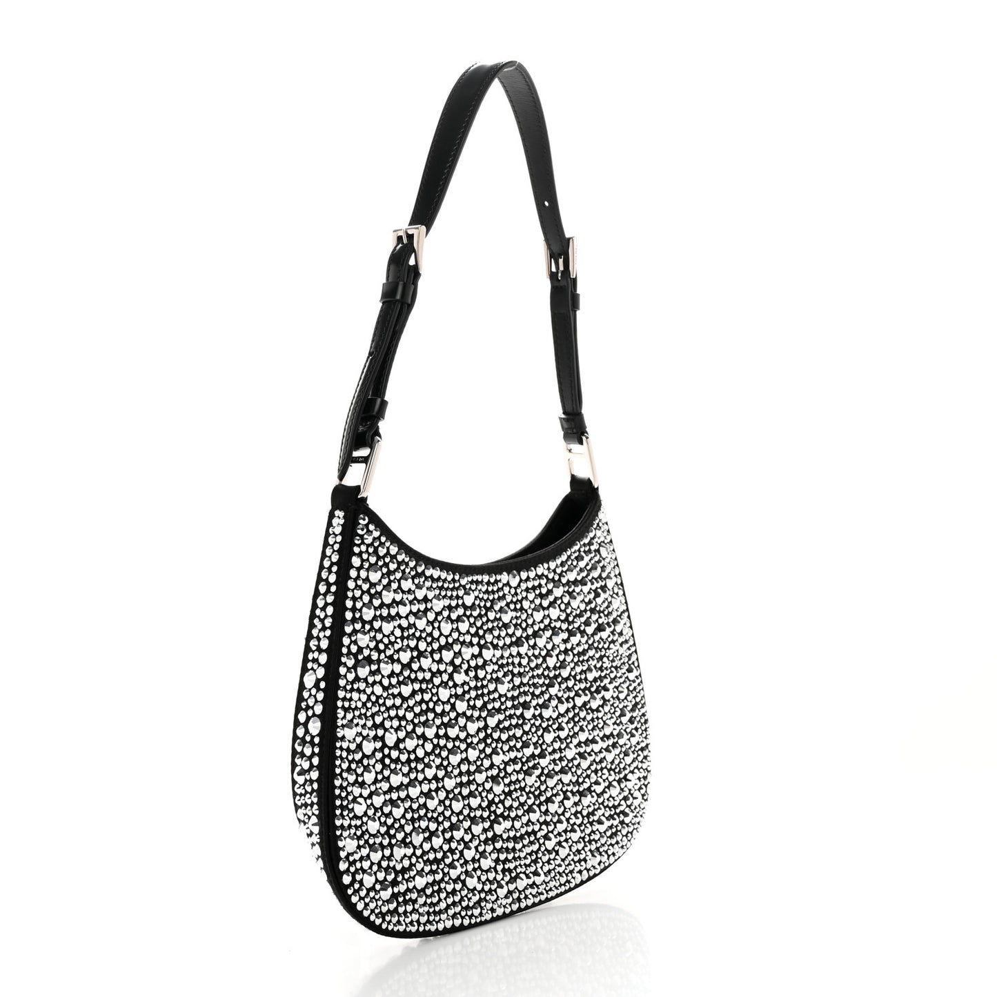 Satin Crystal Cleo Adjustable Strap Shoulder Bag Metal