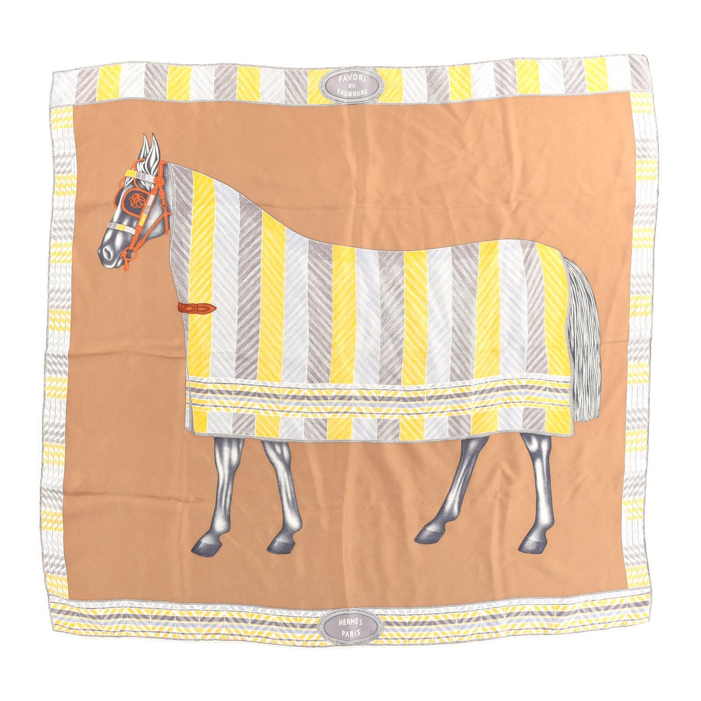 Silk Favori Du Faubourg Scarf 90 Camel Jaune Gris