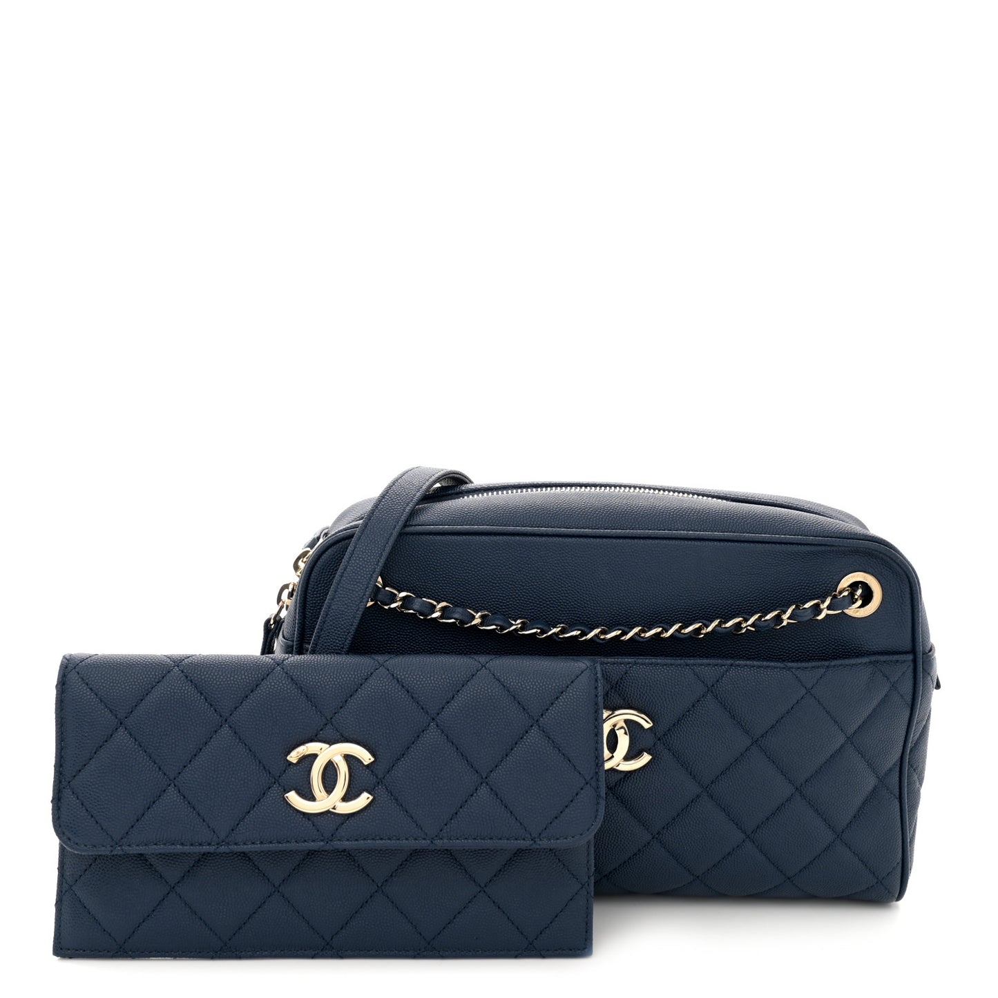 Caviar Quilted Large In & Out Camera Case Navy