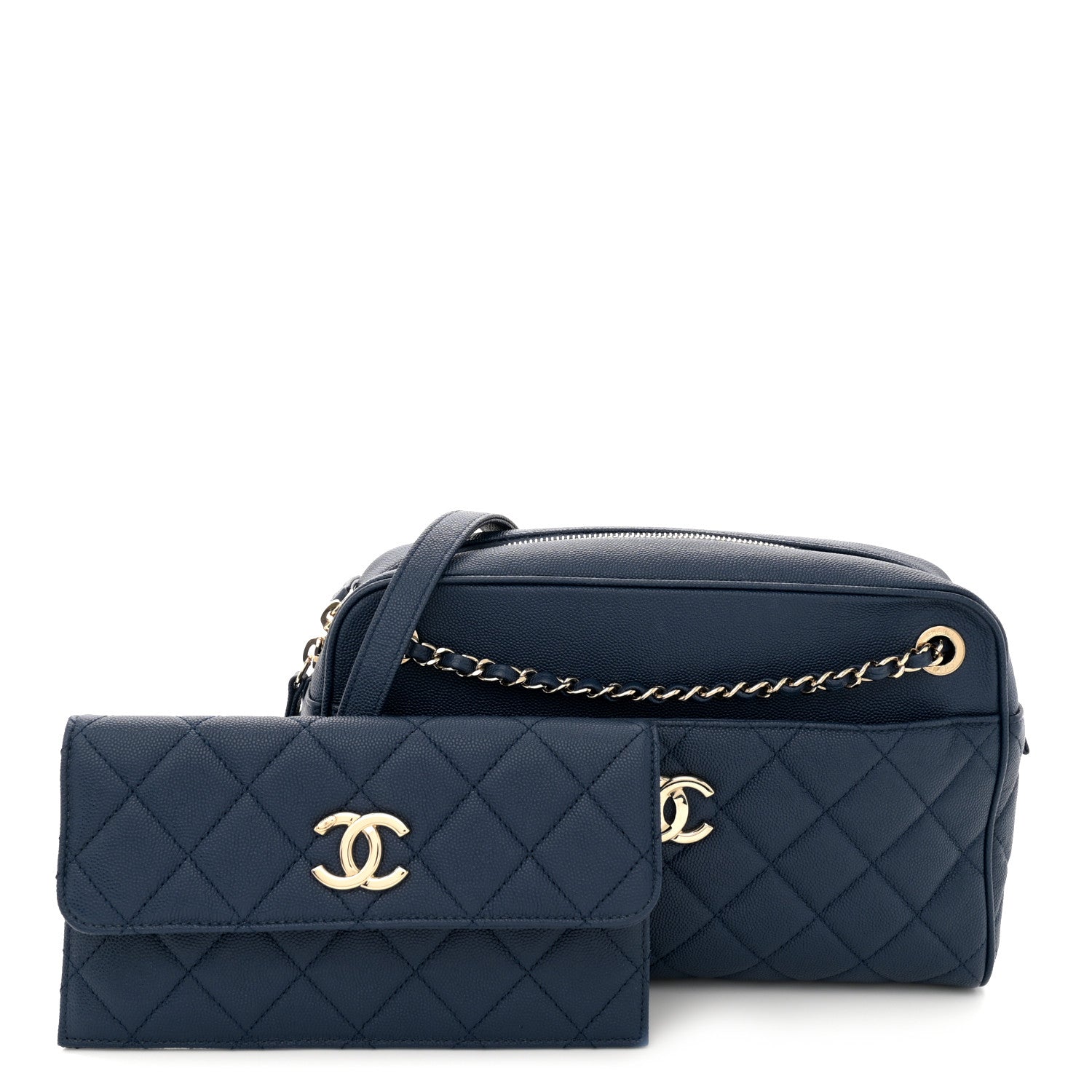 Chanel Caviar Quilted Large In & Out Camera Case Navy 3 of 12