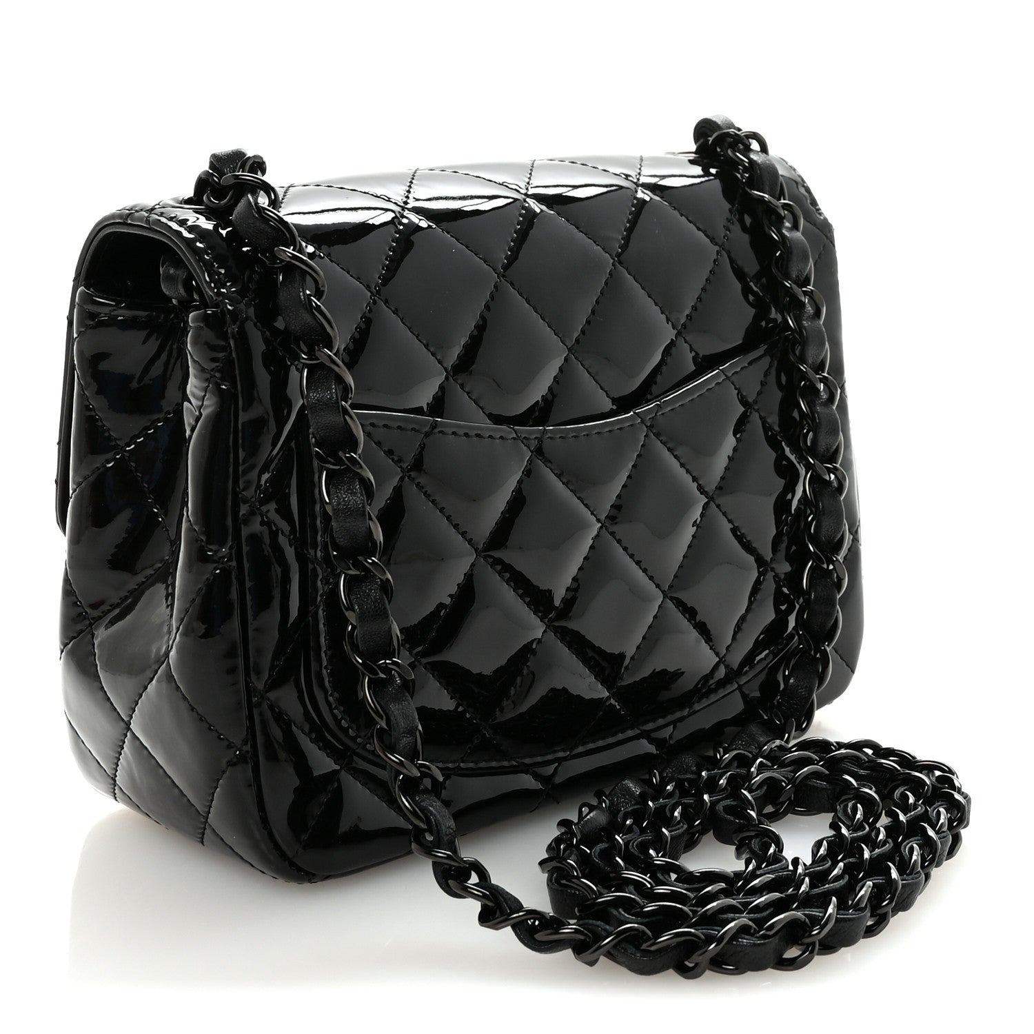 Chanel Patent Calfskin Quilted Mini Square Flap So Black 3 of 11